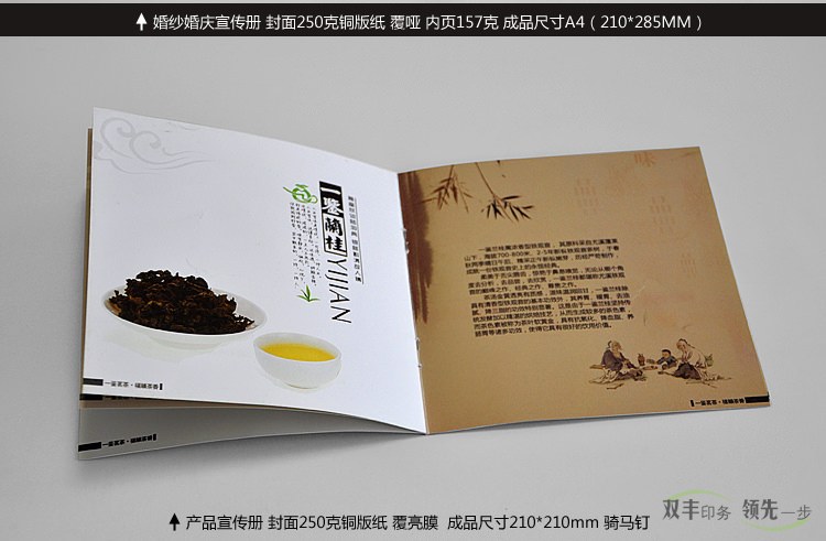 產(chǎn)品宣傳冊 封面250克銅版紙覆亮膜，成品尺寸橫版A4(210*285MM)